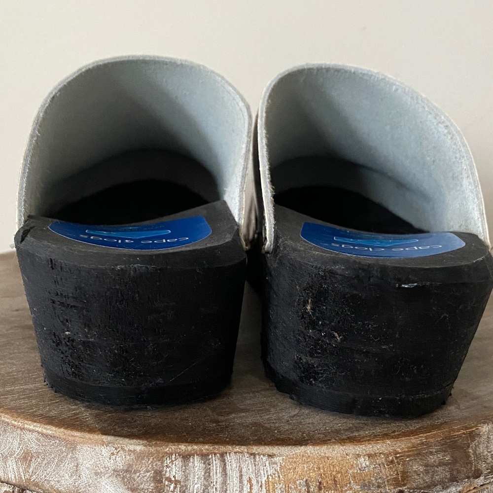 Scandi Girl Cape Clogs Leather Floral Handmade in Sweden Black Size 40 - Picture 4 of 9